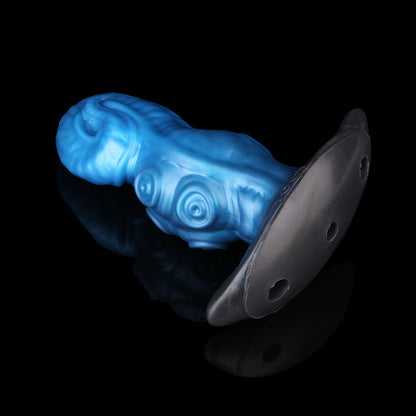 Ozeanblau & Dreierlei Fantasy Dildo– Tintenfisch-Dildo mit Embryonalen Wirbelknöpfen, Spiralkopf