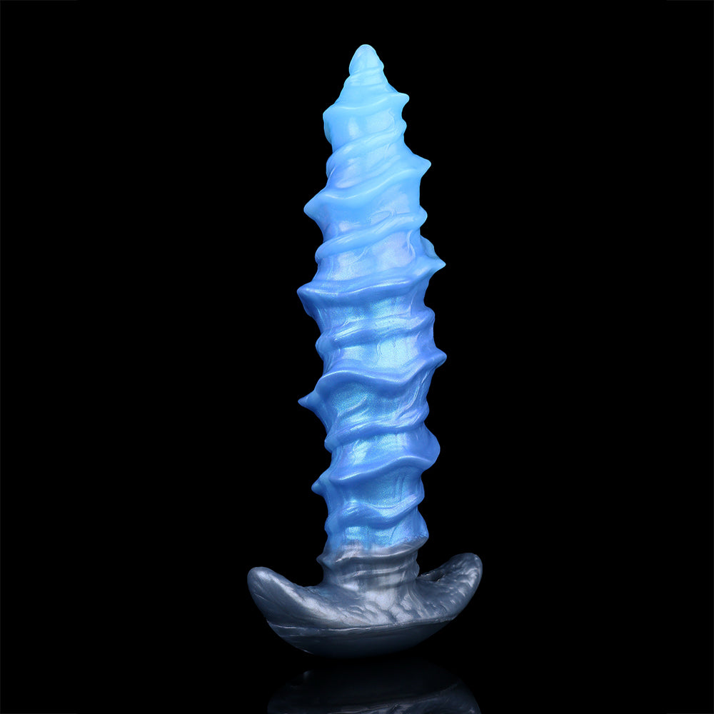 Abyssales Ozean Fantasy Dildo - Spiralrippe Kegelschaft Perlmutt Harness-Set for Surreale Tiefendominanz