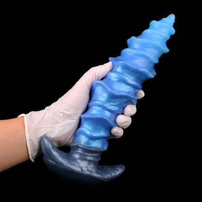 Abyssales Ozean Fantasy Dildo - Spiralrippe Kegelschaft Perlmutt Harness-Set for Surreale Tiefendominanz