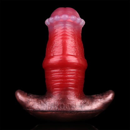 Anal Plug aus Platin-Silikon mit Ringstruktur – Anal Plug mit Vibratoröffnung, Strap-On kompatibel für intensives Training & Rollenspiel