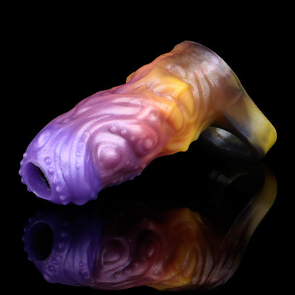 Eldritch Abyss Penis Sleeve – Biomorphes Alien-Design mit Delay-Hodenriemen & offener Spitze
