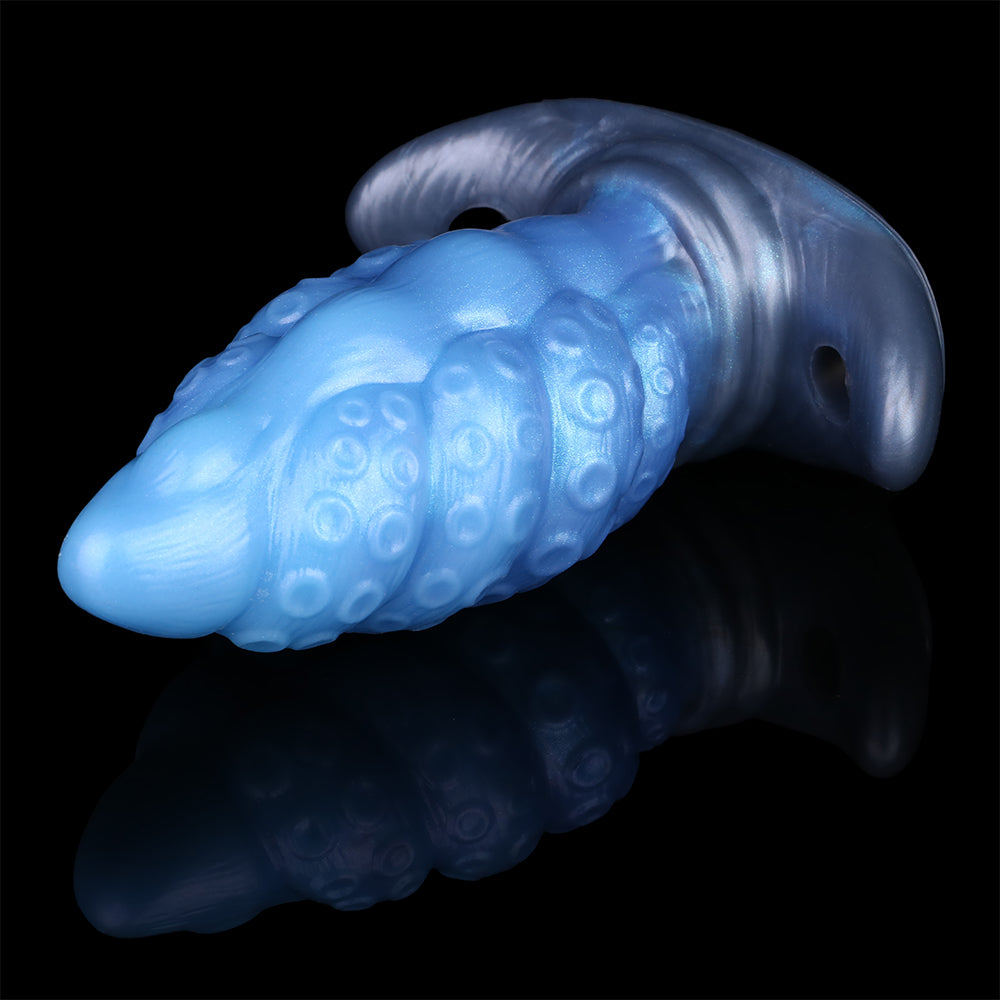 Dragon Tentakel Analplug – Fantasy Strap-on Dildo Butt Plug für Frauen | Platin-Silikon Blau