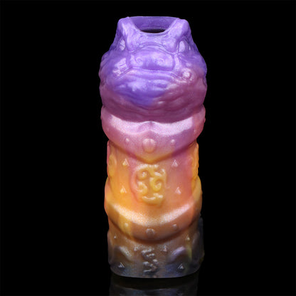 Penihülle Monsterhead – Violett-Orange-Gold, Offene Eichel & Medizinisches Silikon