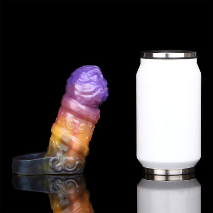 Penihülle Monsterhead – Violett-Orange-Gold, Offene Eichel & Medizinisches Silikon