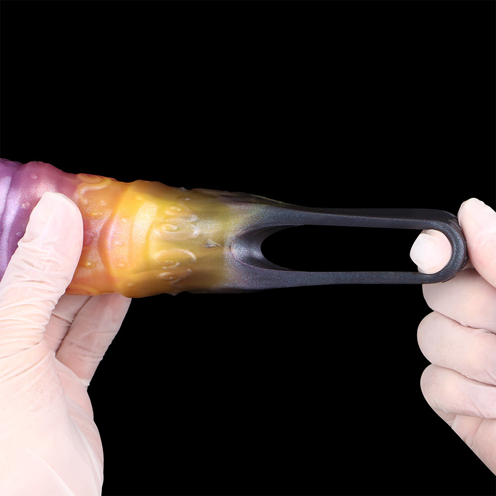 Penihülle Monsterhead – Violett-Orange-Gold, Offene Eichel & Medizinisches Silikon