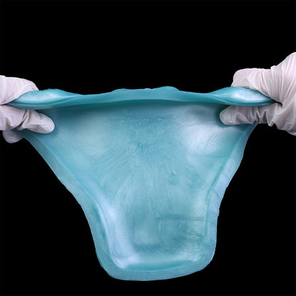 Squirting Dildo Eisblau – Spiralschaft, Kugelcluster & Drei Spritz-Modi aus Platin-Silikon