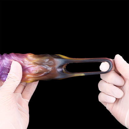 Kürbiskopf Penis Sleeve in Violett-Orange – Offene Eichel, Platin-Silikon & Grusel-Design