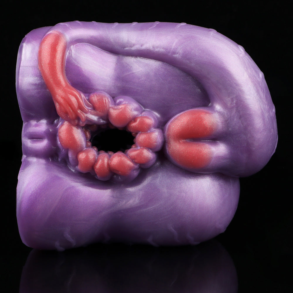 Bestien Masturbator Violett – Tentakel-Kanal & Kristallstab | Platin-Silikon