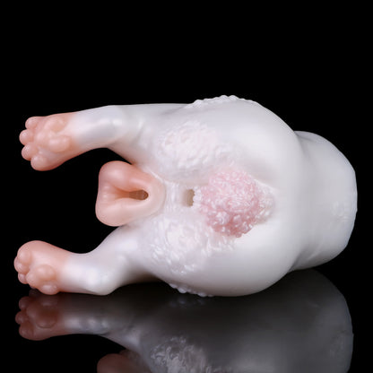 Pocket Pussy mit Hasenschwanz-Griff – Double Entry Masturbator aus Platin-Silikon mit Ergonomischer Kontrolle