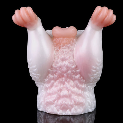 Pocket Pussy mit Hasenschwanz-Griff – Double Entry Masturbator aus Platin-Silikon mit Ergonomischer Kontrolle