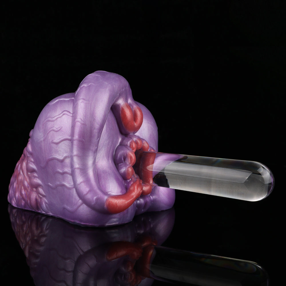 Bestien Masturbator Violett – Tentakel-Kanal & Kristallstab | Platin-Silikon