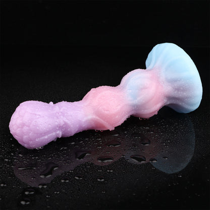 Aufblasbarer Pastell Fantasy Dildo mit Blütenknospe – Silikon Saugnapf-Toy für magische Solo-Sessions