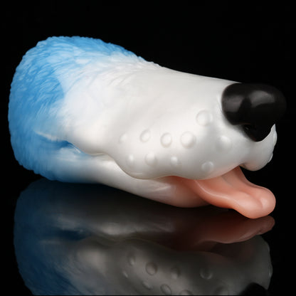 Hundemaul-Masturbator mit Zunge – Weiß/Blau – Stroker mit Struktur-Kanal