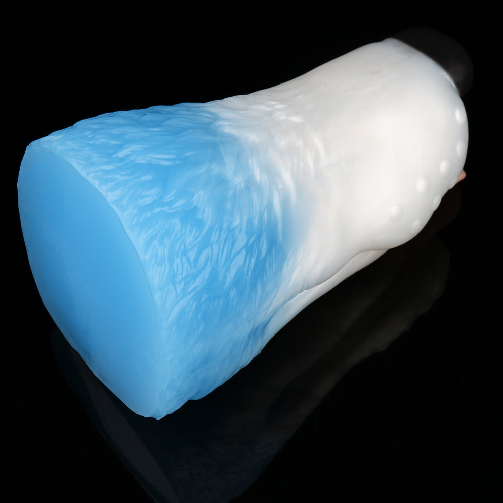 Hundemaul-Masturbator mit Zunge – Weiß/Blau – Stroker mit Struktur-Kanal