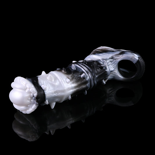 Realistischer Penis Sleeve im Pferde-Design – Dehnbare Silikon Penis-Hülle mit Noppen, Hoden-Schlaufe & 10 Vibrationsmodi für Paare