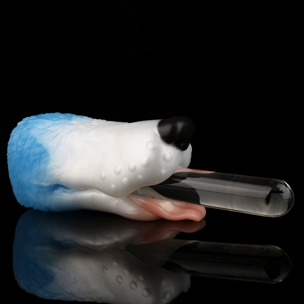 Hundemaul-Masturbator mit Zunge – Weiß/Blau – Stroker mit Struktur-Kanal