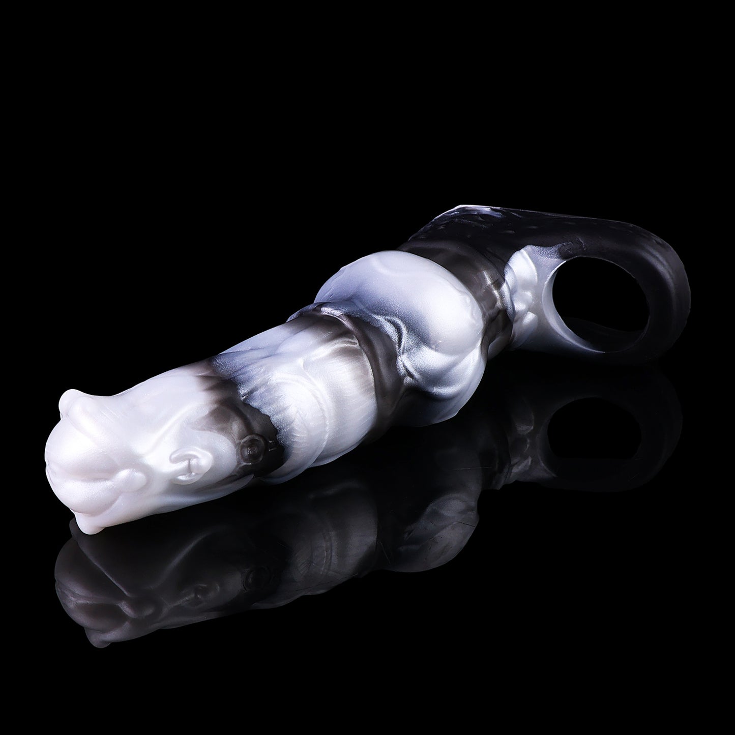 Horse Penis Sleeve Marmor – Pferdekopf-Design, Penis Extender, 10 Vibrationsmodi & Fernbedienung