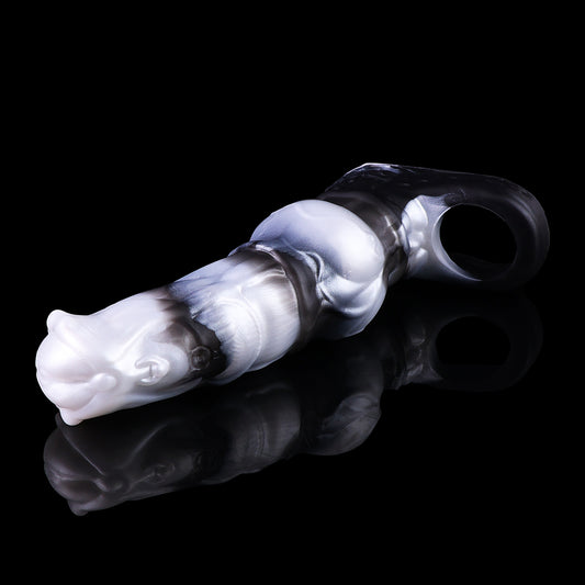 Horse Penis Sleeve Marmor – Pferdekopf-Design, Penis Extender, 10 Vibrationsmodi & Fernbedienung