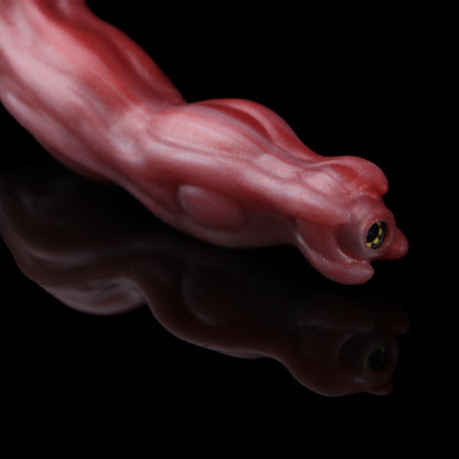 Abgrund-Fantasy Long Dildo – Korallenrot & Cremewolken, Bioenergie-Muskeltextur, HD-Kamera & Saugnapf aus Platin-Silikon