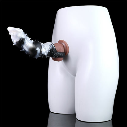 Alpha Wolf Penis Sleeve in Dark-Marble Optik: Vibrierende Verlängerungshülle mit Spikes & Delay-Ring