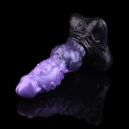 Fantasy Dildo Tentakel – Violett-Schwarz, Doppelseitig, Zwei Hoden & Saugnapf