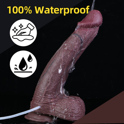 BBC Squirting Dildo Schokolade - Quer-Dermis Hauttonfalten | Ejakulierender Dildo Platin