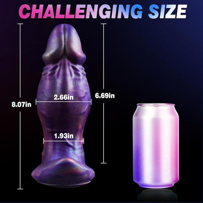 Realistic Fantasy Butt Plug with Suction Cup – Premium Platinum Silicone Anal Dildo in Cyber Violet for Intense Stretching
