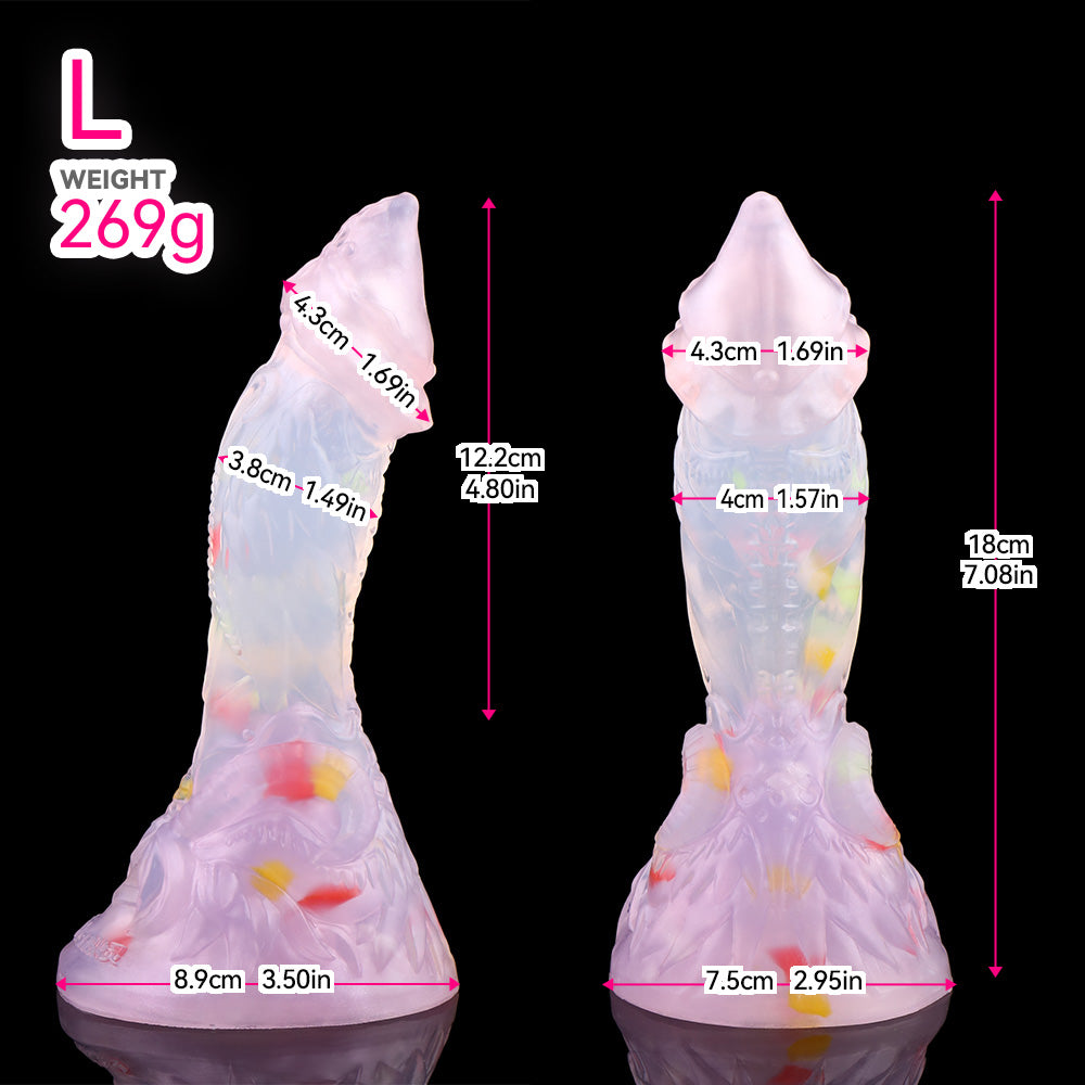 Magischer Pastell Fantasy Dildo – Transluzenter Silikondildo in Rosa & Lila mit Saugnapf