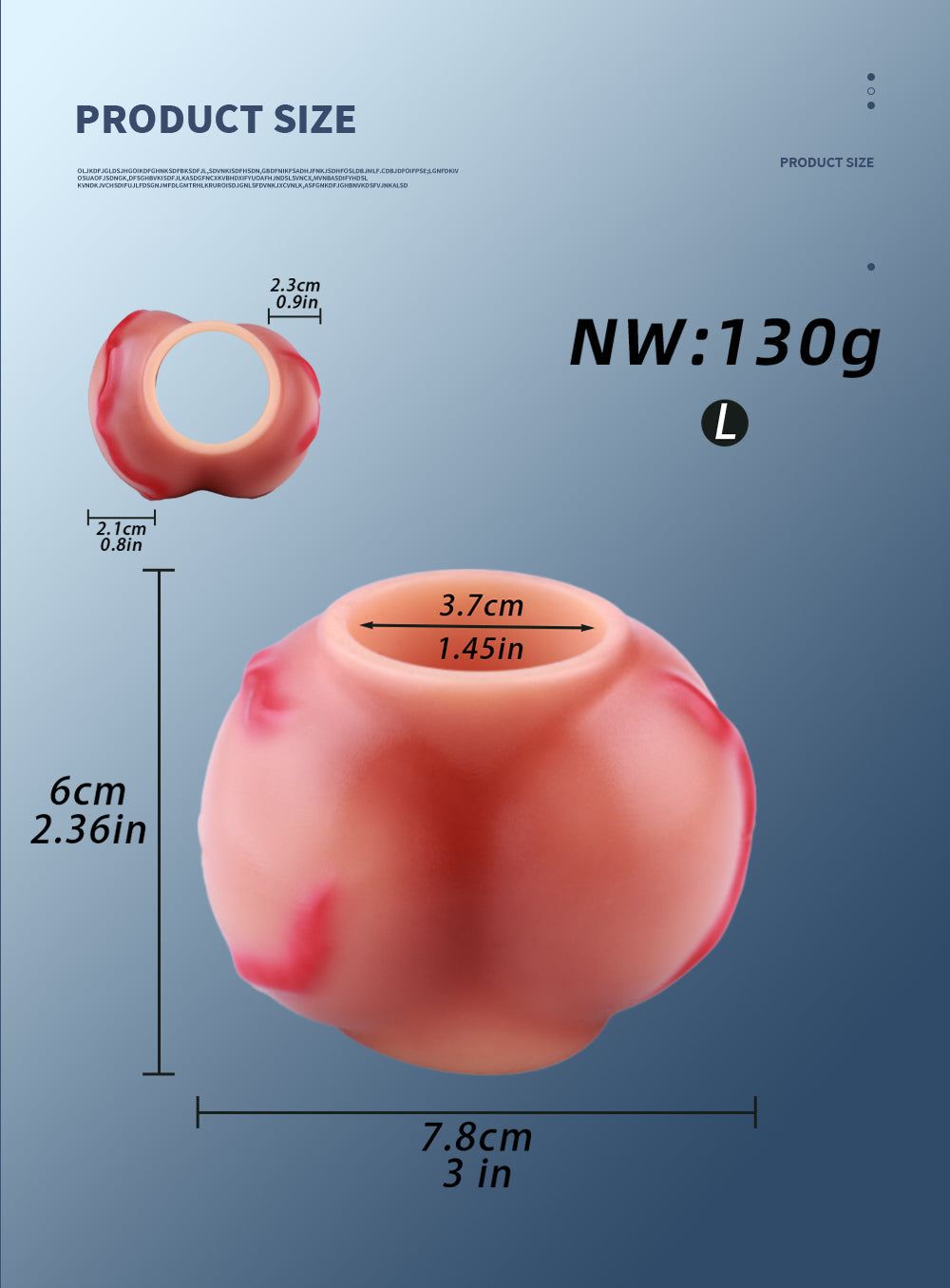 Ring L Platinum Silicone - Plump Fantasy Glans Sleeve mit Breiter Marmor-Venenstruktur und Flacher Kugelform