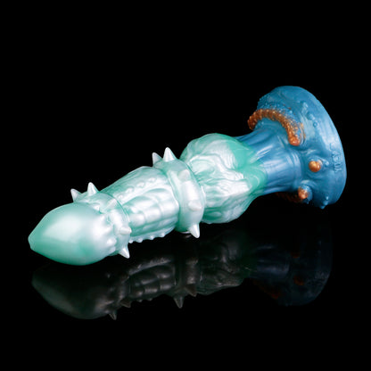 Ice Dragon from the Deep: Platinum Silicone Dragon Dildo – Inflatable, Spiked & with Suction Cup