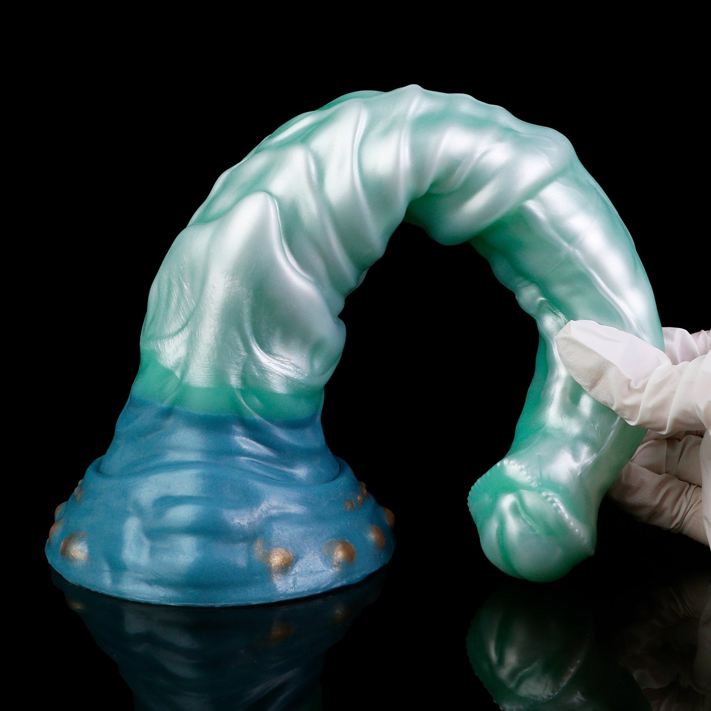 Mystic Sea Spirit: Platinum Silicone Horse Dildo with Inflatable Core & Suction Cup