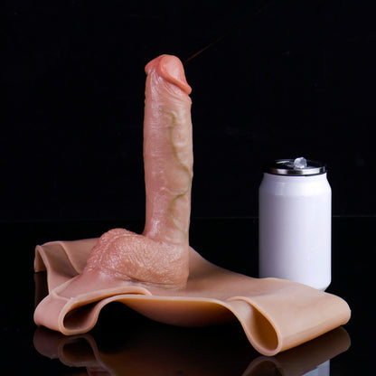 Realistischer Strap-On Dildo mit Hodensack & Slip – Hellhautton, Venenrelief & Platin-Silikon für Frauen, Paare & ED