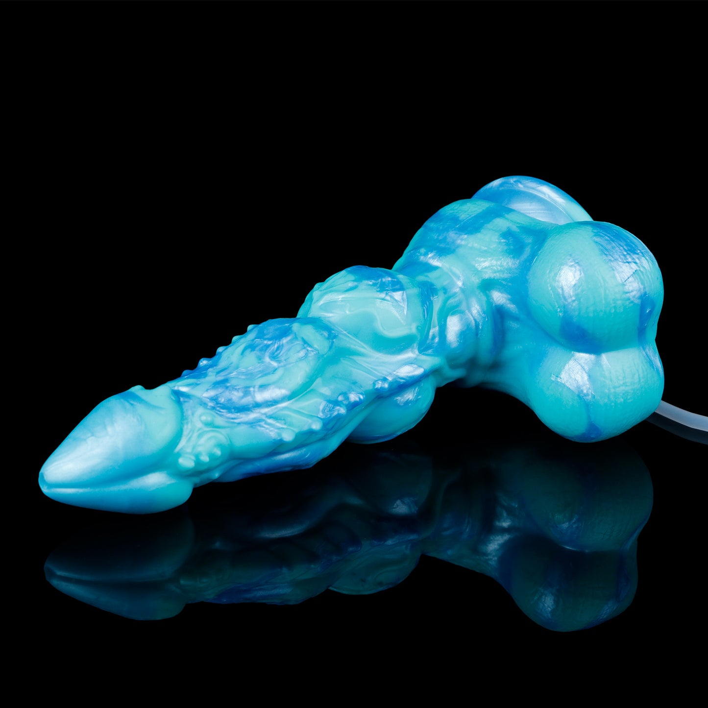Eisblauer Drachen-Fantasy Dildo – Schaft mit Squirt-Funktion | Platin-Silikon | SilikonLust