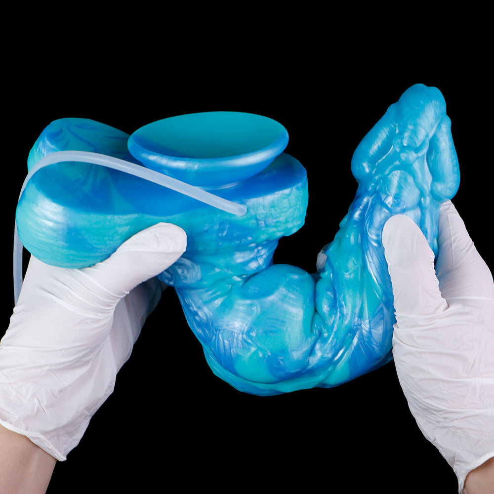 Squirt Dildo Eisblau – Fantasy-Schaft aus Platin-Silikon mit Ejakulationsfunktion | SilikonLust
