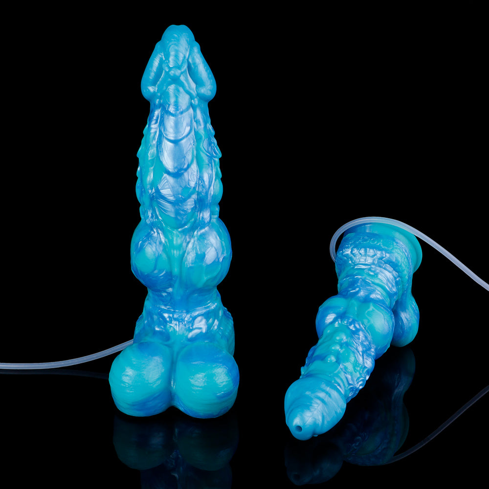 Squirt Dildo Eisblau – Fantasy-Schaft aus Platin-Silikon mit Ejakulationsfunktion | SilikonLust