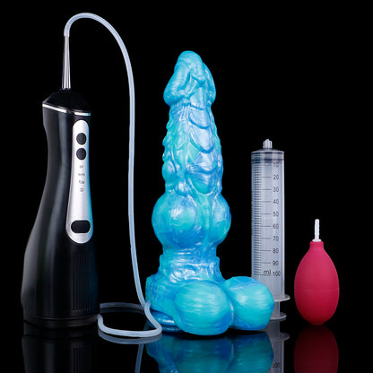 Squirt Dildo Eisblau – Fantasy-Schaft aus Platin-Silikon mit Ejakulationsfunktion | SilikonLust