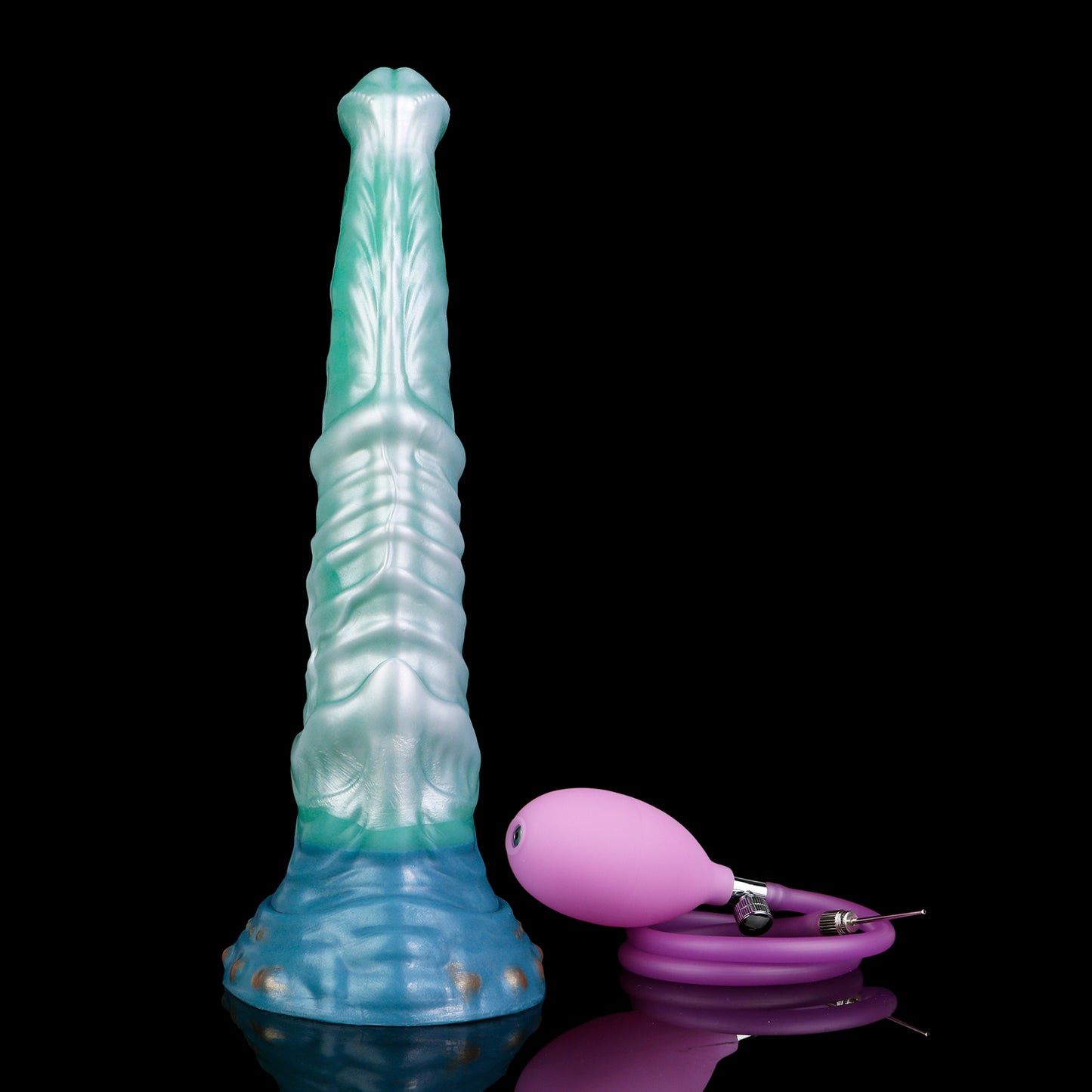 Mystic Sea Spirit: Platinum Silicone Horse Dildo with Inflatable Core & Suction Cup
