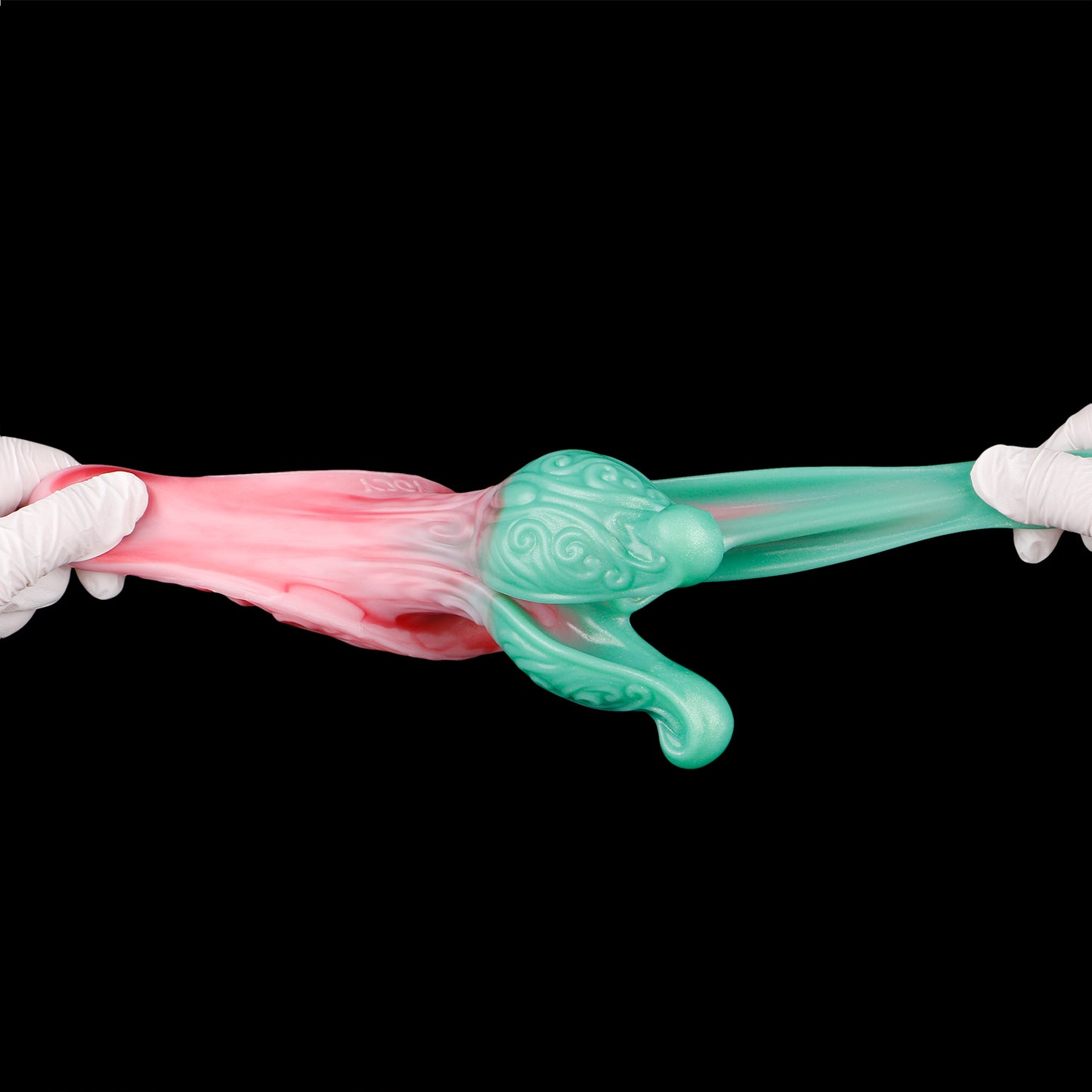 Fantasy Butt Plug & Pocket Pussy in Einem – Mintgrüne Tentakel, Korallenrosa Blütenblätter & Leder-Harness aus Platin-Silikon