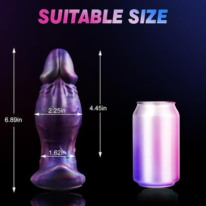 Realistic Fantasy Butt Plug with Suction Cup – Premium Platinum Silicone Anal Dildo in Cyber Violet for Intense Stretching