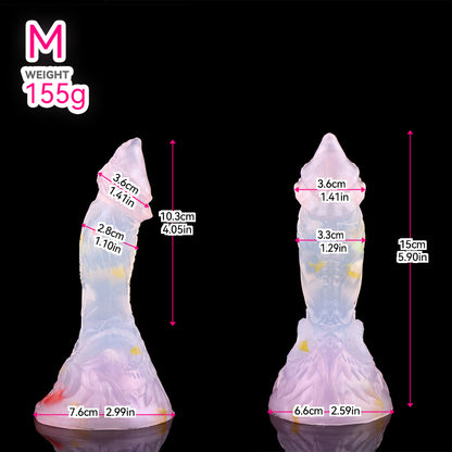Magischer Pastell Fantasy Dildo – Transluzenter Silikondildo in Rosa & Lila mit Saugnapf