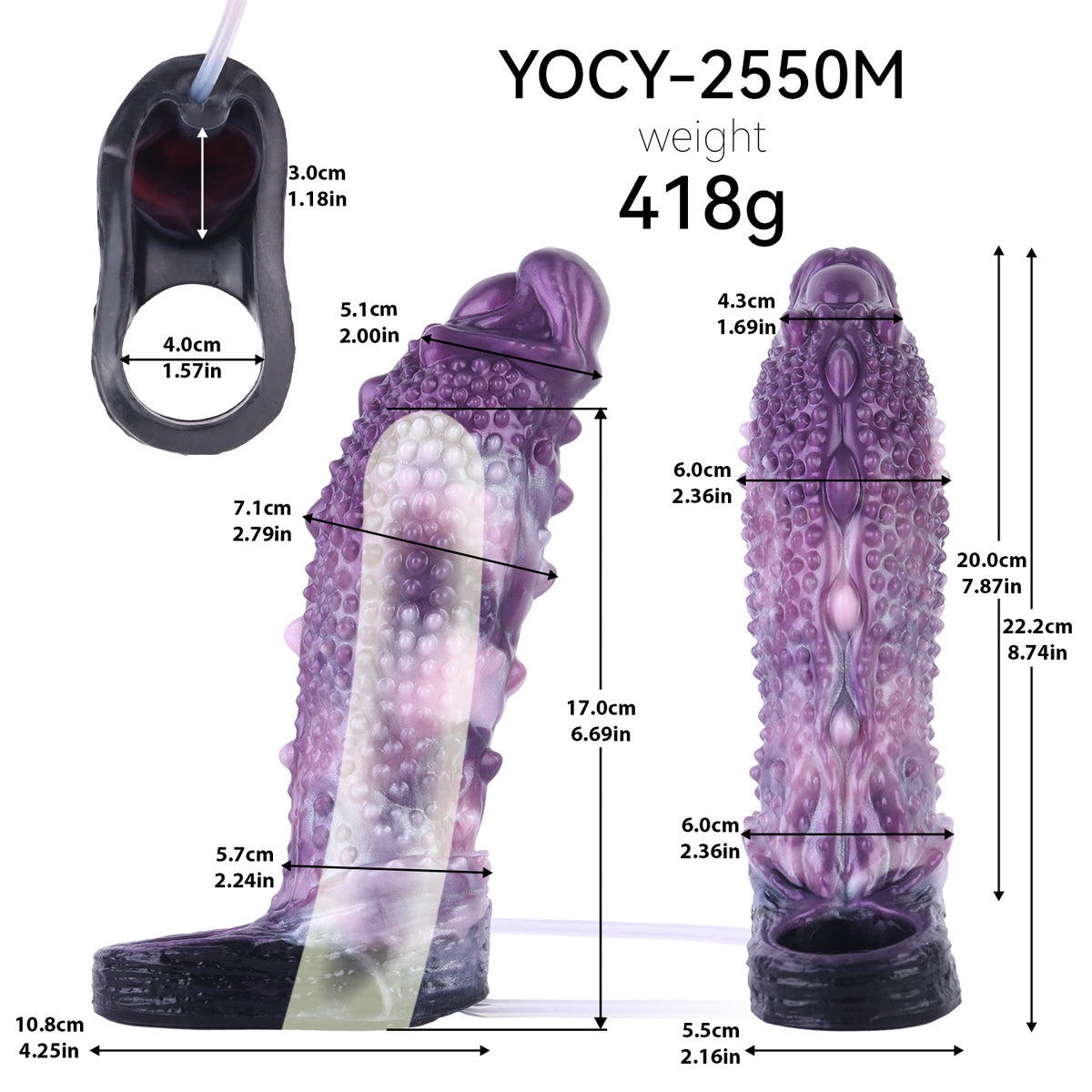 Penis Sleeve Alien – Violette Noppenhülle mit Spritzfunktion für Fantasy-Rollenspiele