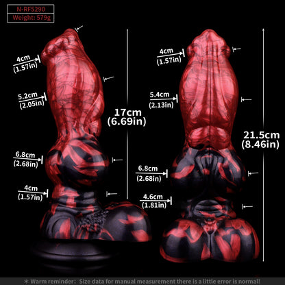 Canine Fantasy Dildo | Platinum Silicone Dog Anatomy Dildo mit Bulbus-Glandis-Expansionsknoten, Doppel-Anker-Sackkörper & Lava-Zweifarbguss – NNSX