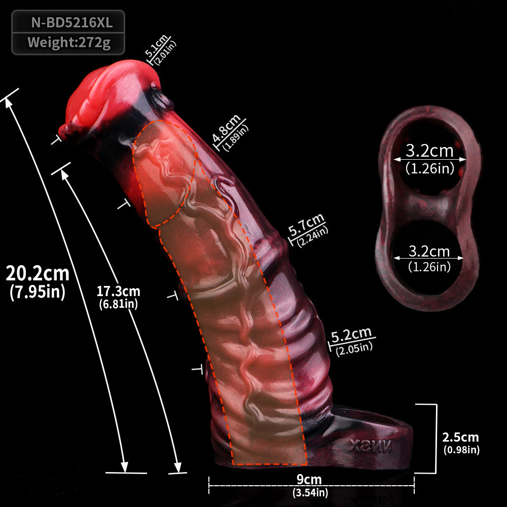 Inferno Beast: Rot-Schwarze Penishülle für Maximale Vergrößerung & Ausdauer