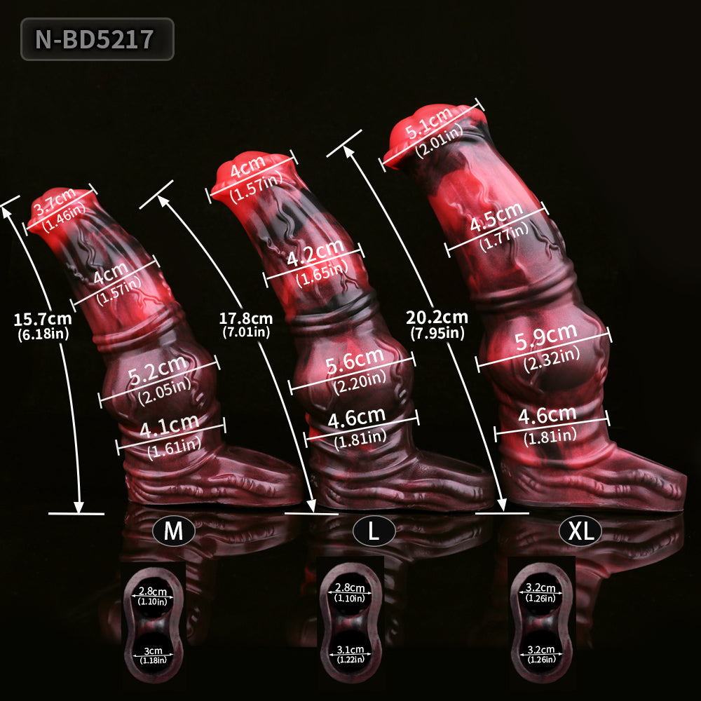 Penis Sleeve 20cm – Ball Knot Fetish Sleeve Ruby Red M/L/XL | SilikonLust