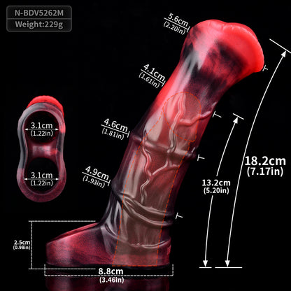 Bionic Equine Penis Sleeve Silicone - Horse Dong Sleeve 3D Vein Structure Vibration +5cm
