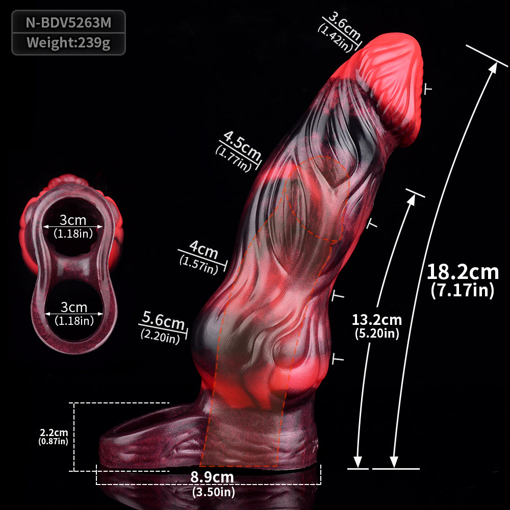 Lava Beast Hyper-Realistic Penis Sleeve Silicone - Inner Wall Open-End Vibration