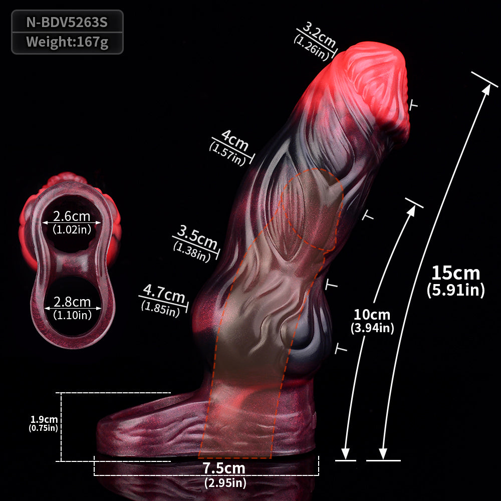Lava Beast Hyper-Realistic Penis Sleeve Silicone - Inner Wall Open-End Vibration