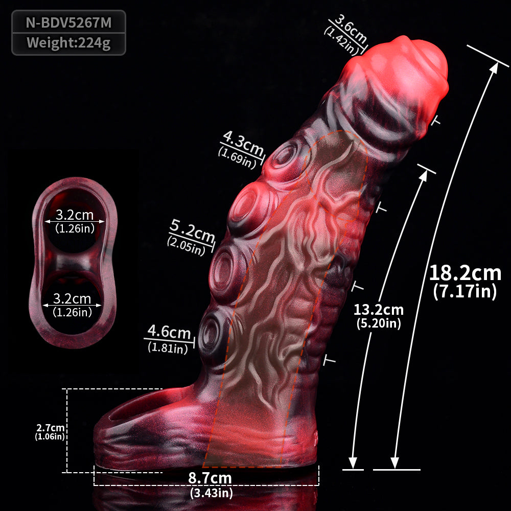 Penis Sleeve with Suction Cup Structure - Open Foreskin Design Made of Platinum Silicone