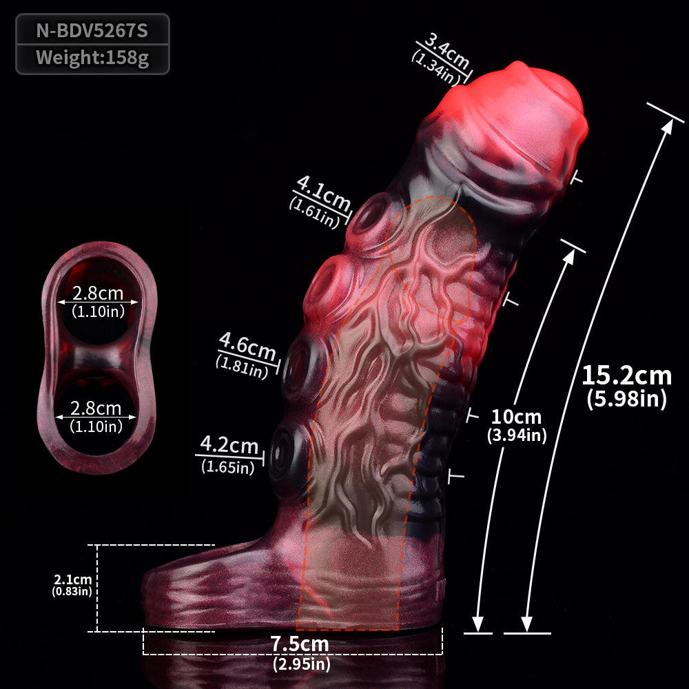 Penis Sleeve with Suction Cup Structure - Open Foreskin Design Made of Platinum Silicone
