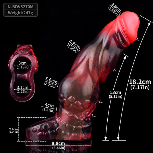 Penis Sleeve with Heart Head & Claw Base - Flame Silicone for Couples